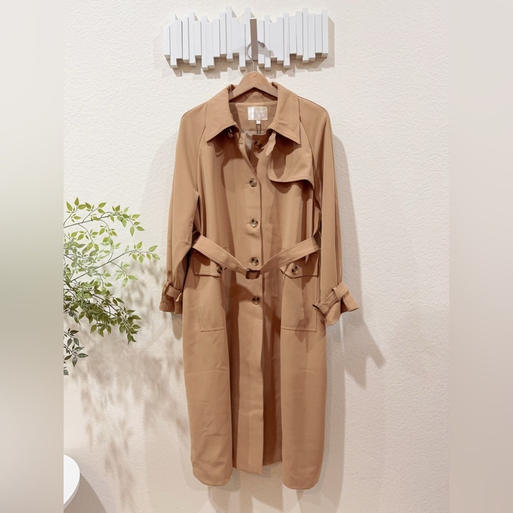 J.ING Jing Lightweight Belted Oversize Trench Coat Size L NWT Spring/Fall - Picture 3 of 8